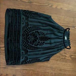 Max studio dark green and velvet black blouse